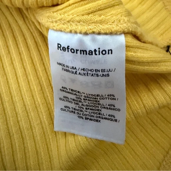 NWOT $88 Reformation Knit Ribbed Mini Skirt Mustard Yellow, S, Small - Picture 5 of 5